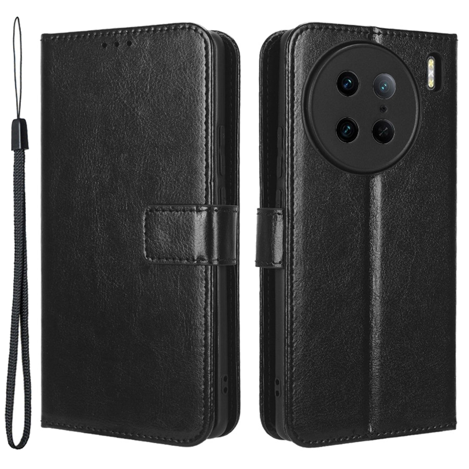 Crazy Horse Texture Wallet Stand Case for vivo X90 Pro 5G Fall Proof PU Leather Phone Cover with Strap Crazy Horse Texture Wallet Stand Case for vivo X90 Pro 5G Fall Proof PU Leather Phone Cover with Strap